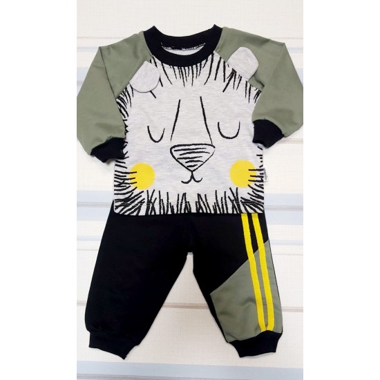 Детски комплект в зелено и сиво с Лъв