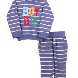Детски комплект за момче в синьо райе Детски комплект за момче в синьо райе