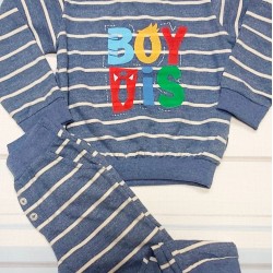 Детски комплект за момче в синьо райе