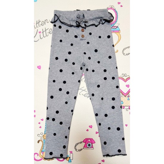 Долнище за момиче в светло сиво на черни точки Долнище за момиче в светло сиво на черни точки