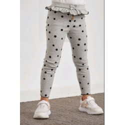 Долнище за момиче в светло сиво на черни точки