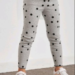 Долнище за момиче в светло сиво на черни точки Долнище за момиче в светло сиво на черни точки