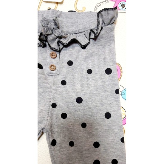 Долнище за момиче в светло сиво на черни точки Долнище за момиче в светло сиво на черни точки