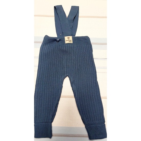 Бебешки плетен гащеризон в синьо с презрамки Бебешки плетен гащеризон в синьо с презрамки