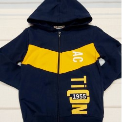 Детски суичър в тъмносиньо и жълто с лека вата Детски суичър в тъмносиньо и жълто с лека вата