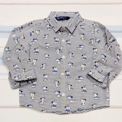 Детска риза в синьо райе с кученца Детска риза в синьо райе с кученца