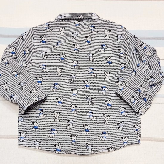 Детска риза в синьо райе с кученца Детска риза в синьо райе с кученца