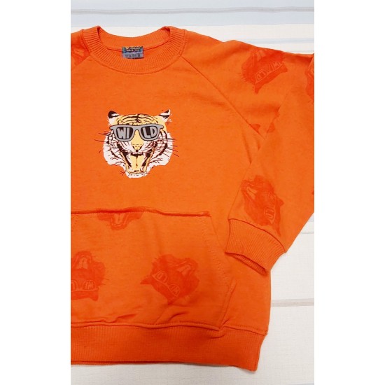 Детска блуза в оранжево с тигър 8-12г