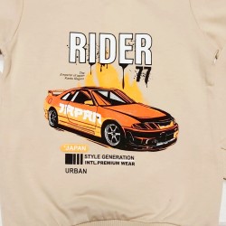 Детска блуза за момче в бежово с червена кола