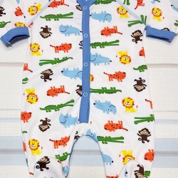 Бебешки гащеризон с предно закопчаване с диви животни