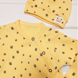 Бебешки гащеризон  Пчелички  в жълто с шапка