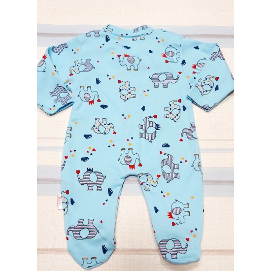 Гащеризонче в светло синьо със слончета