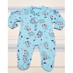 Гащеризонче в светло синьо със слончета