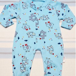 Гащеризонче в светло синьо със слончета