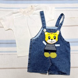 Детски летен дънков гащеризон с бяла тениска ,,Тигърчо