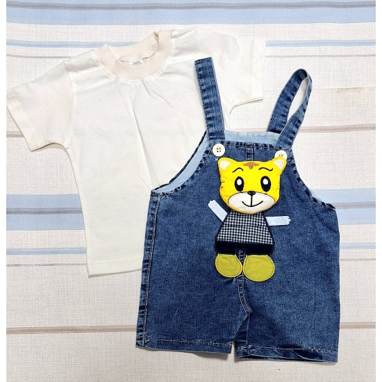 Детски летен дънков гащеризон с бяла тениска ,,Тигърчо Детски летен дънков гащеризон с бяла тениска ,,Тигърчо