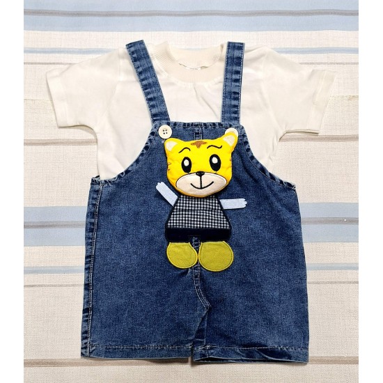 Детски летен дънков гащеризон с бяла тениска ,,Тигърчо Детски летен дънков гащеризон с бяла тениска ,,Тигърчо