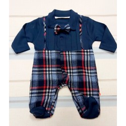 Бебешки гащеризон с папионка в тъмносиньо каре
