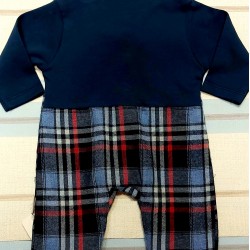Бебешки гащеризон с папионка в тъмносиньо каре Бебешки гащеризон с папионка в тъмносиньо каре
