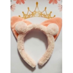 Пухкава диадема с ушички в розово