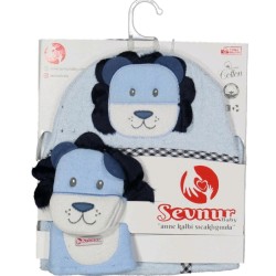 Луксозна бебешка хавлия в синьо  Кученце