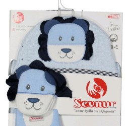 Луксозна бебешка хавлия в синьо Кученце Луксозна бебешка хавлия в синьо Кученце