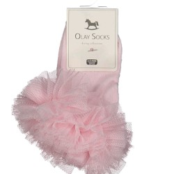 Бебешки чорапи в бледо розово с тюл 6-12м Бебешки чорапи в бледо розово с тюл 6-12м