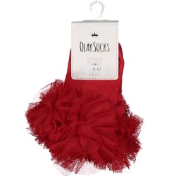 Бебешки чорапи с тюл в червено 6-12м Бебешки чорапи с тюл в червено 6-12м