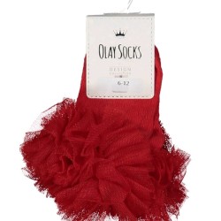 Бебешки чорапи с тюл в червено 6-12м