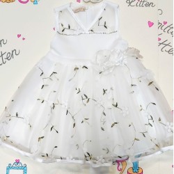 Официална бяла бебешка рокля с тюл и цветя ,,Bellissima Официална бяла бебешка рокля с тюл и цветя ,,Bellissima