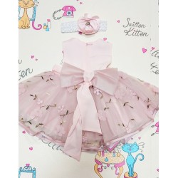 Официална рокля в розово с тюл и цветя  Bellissima