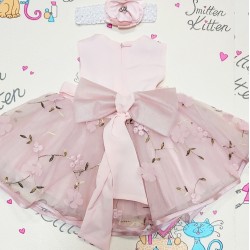 Официална рокля в розово с тюл и цветя  Bellissima