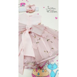 Официална рокля в розово с тюл и цветя Bellissima Официална рокля в розово с тюл и цветя Bellissima