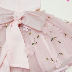 Официална рокля в розово с тюл и цветя  Bellissima