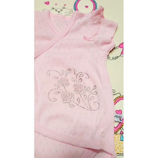 Бебешко розово боди с прехлупване от дишаща материя