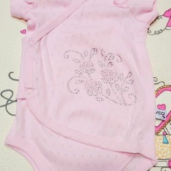 Бебешко розово боди с прехлупване от дишаща материя