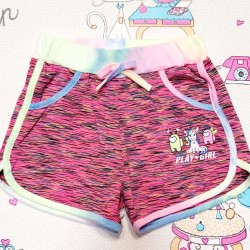 Спортни детски  къси панталони в розово омбре с Еднорог