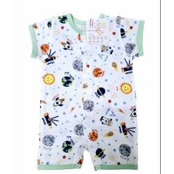 Бебешки летен муселинов ромпър в бяло  Космос