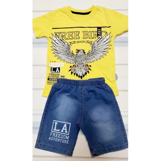 Детски комплект с жълта тениска  Орел