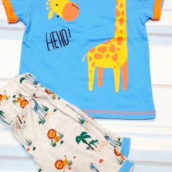 Детски комплект в синьо ,,Hello Giraffe Детски комплект в синьо ,,Hello Giraffe