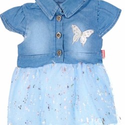 Бебешка дънкова рокля със син тюл и сребристо Бебешка дънкова рокля със син тюл и сребристо