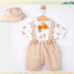 Бебешки гащеризон с папионка и шапка с принт на мечета Бебешки гащеризон с папионка и шапка с принт на мечета