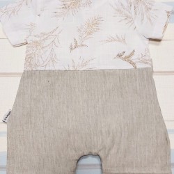 Летен бебешки гащеризон ромпър с папионка и мечета Летен бебешки гащеризон ромпър с папионка и мечета