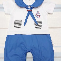 Бебешки гащеризон ромпър с моряшка яка Бебешки гащеризон ромпър с моряшка яка