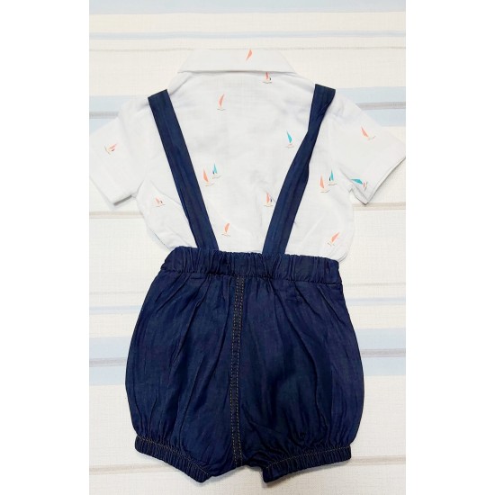 Детски гащеризон ромпър с деним и якичка