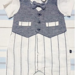 Официален бебешки гащеризон с папионка и елек Официален бебешки гащеризон с папионка и елек