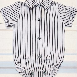 Бебешка боди риза в бяло и черно райе