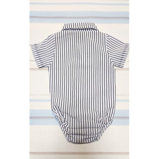 Бебешка боди риза в бяло и черно райе Бебешка боди риза в бяло и черно райе