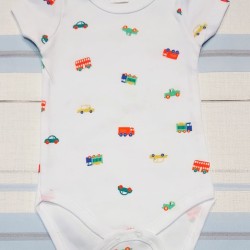 Бебешко боди в бяло с колички