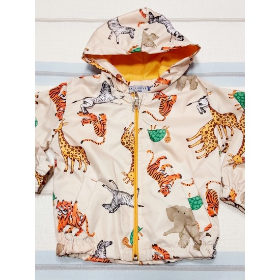 Детскo яке ветровка в бежово с диви животни